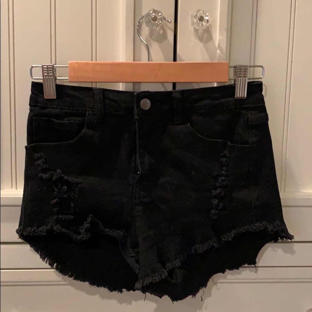 black denim brandy shorts